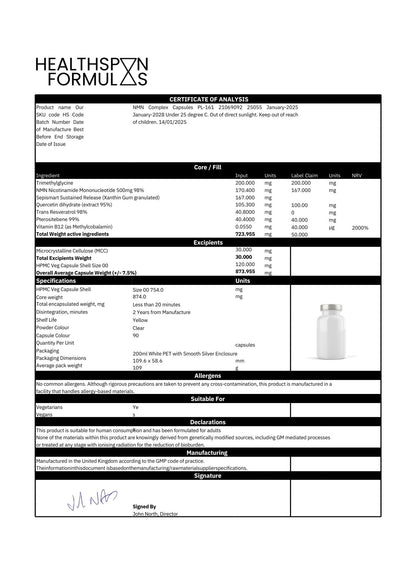 NMN,TMG and Resveratrol Supplement